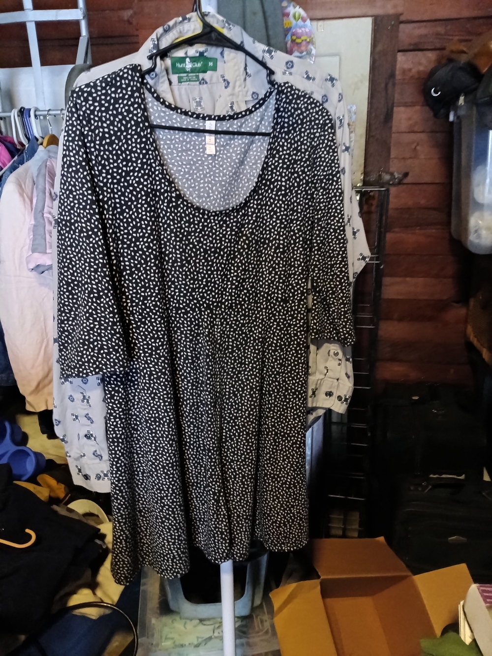 Xhilaration Black Midi Dress with White Dot Print